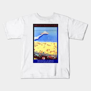 Vintage Travel Poster Scheveningen Holland Kids T-Shirt